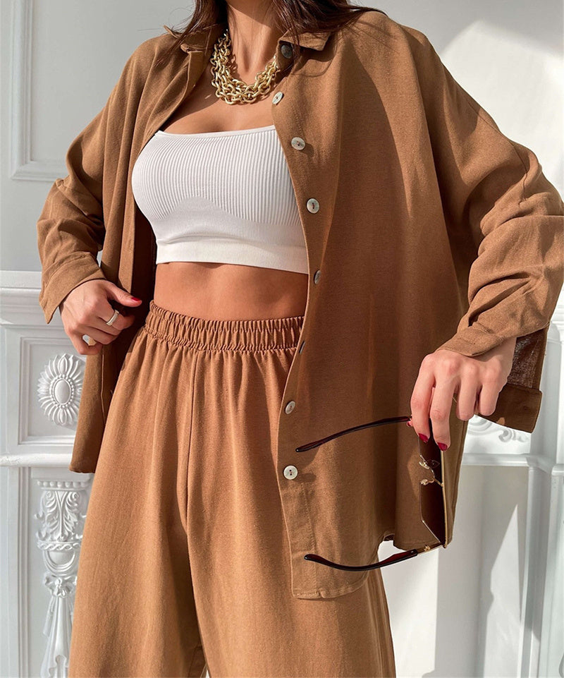 Womens Button Down Lounge Sets Long Sleeve Shirts And 2 Piece Outfit Set Casual Loungewear With Pockets