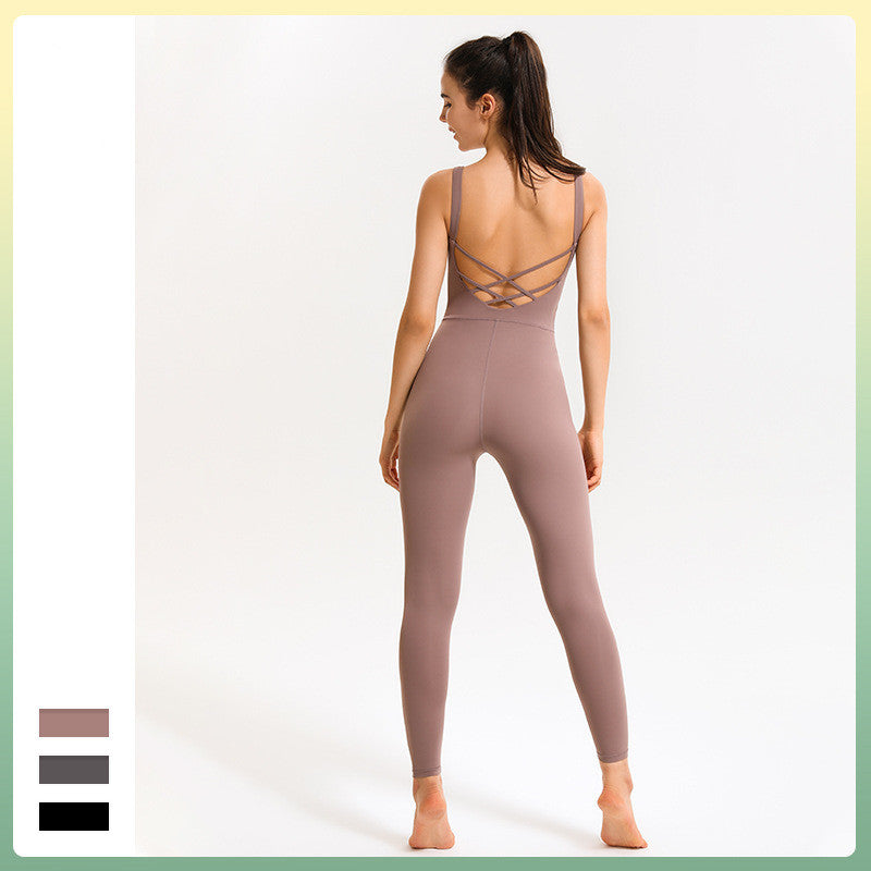 Yoga Clothes With Chest PadPeach Buttocks Bodysuit